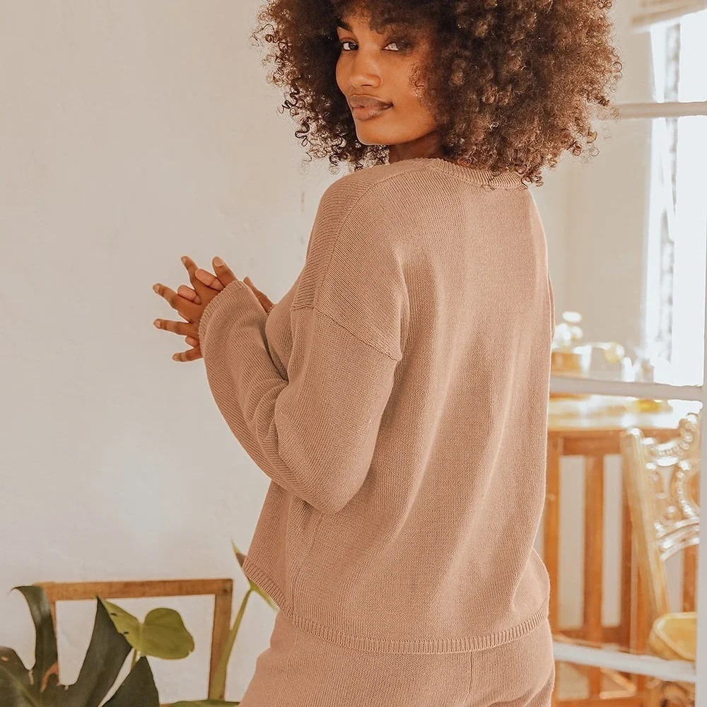 Lulus Comfy Cozy Crewneck Sweater, Medium, Tan, NWT​